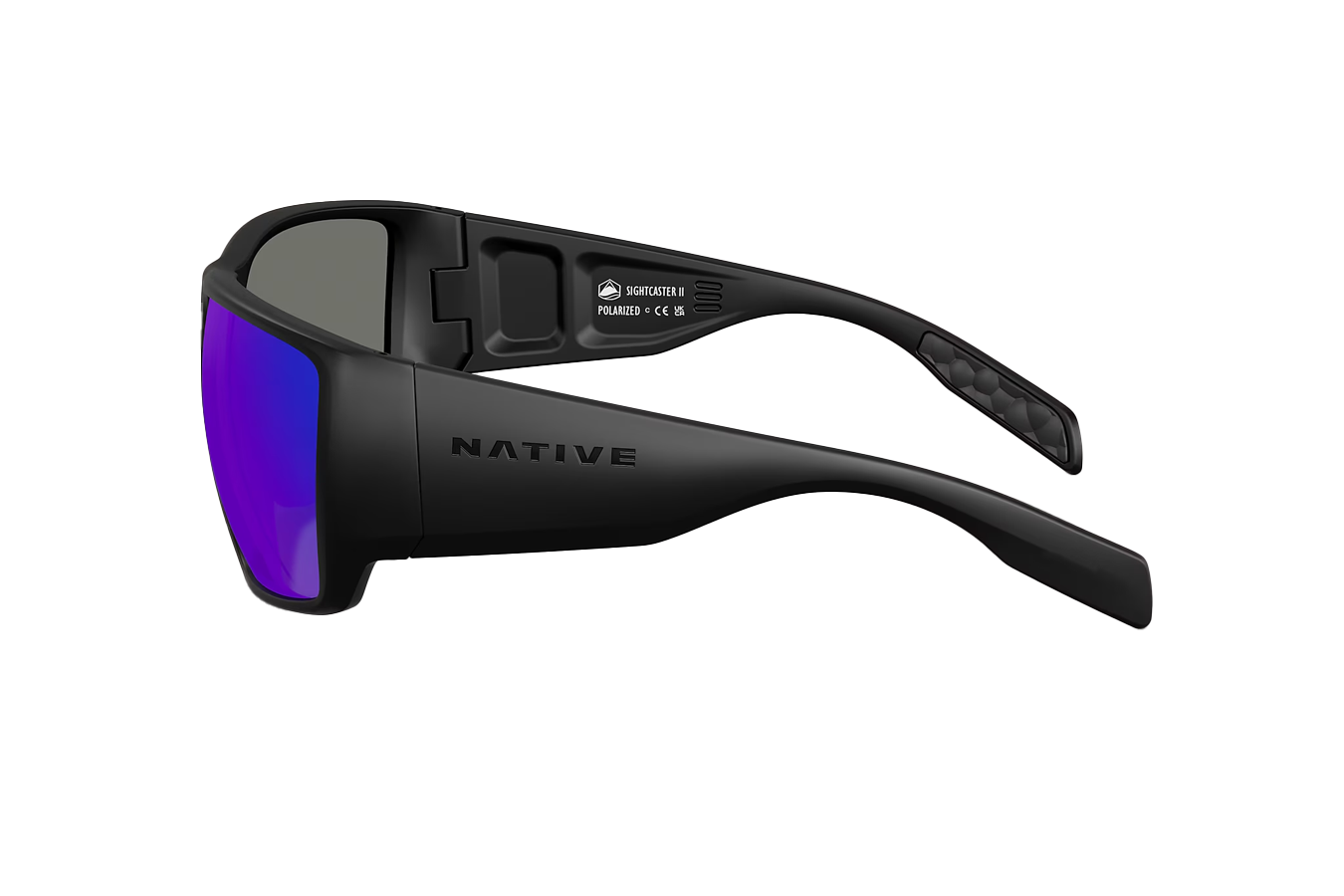 NATIVE EYEWEAR Sightcaster II Matte Black Frame with Blue Reflex Polarized Lenses